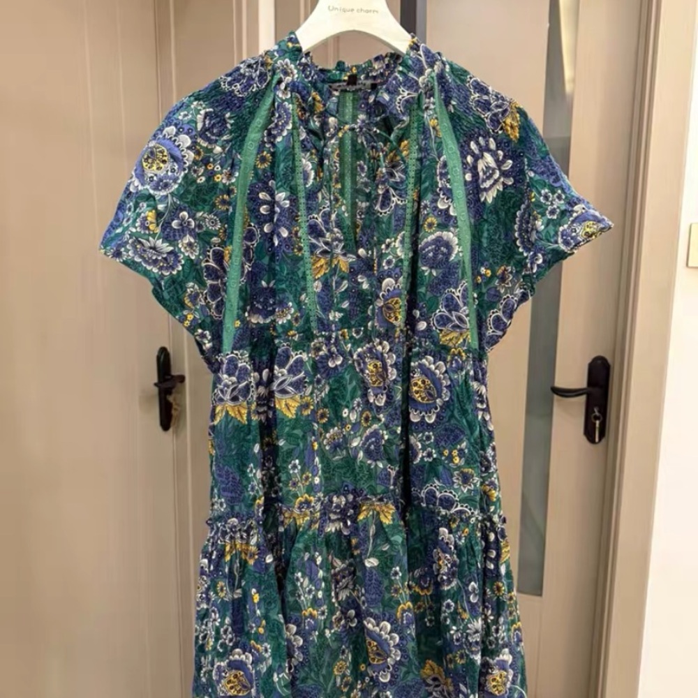 Olivaceous Floral Teal and Navy Blouse